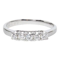 Pt850 プラチナ ダイヤ0.30ct 一文字リング リング 指輪 レディース 14号 【中古】