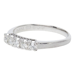 Pt850 プラチナ ダイヤ0.30ct 一文字リング リング 指輪 レディース 14号 【中古】