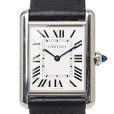 カルティエ タンクマストLM 腕時計 WSTA0041 クオーツ ホワイト文字盤 ステンレススチール レザー レディース CARTIER 【中古】