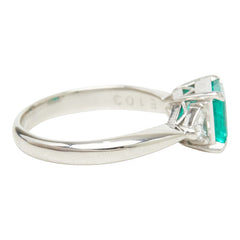 Pt900 プラチナ エメラルド1.03ct ダイヤ0.24ct リング 指輪 レディース 10号 【中古】