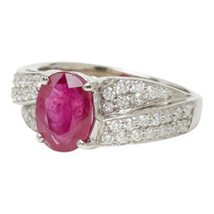Pt900 プラチナ ルビー2.003ct ダイヤ0.53ct リング 指輪 レディース 12号 【中古】