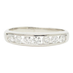 Pt900 プラチナ ダイヤ0.50ct 一文字リング リング 指輪 レディース 11号 【中古】