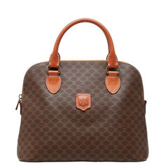 セリーヌ マカダム ハンドバッグ ブラウン PVC レザー レディース CELINE 【中古】