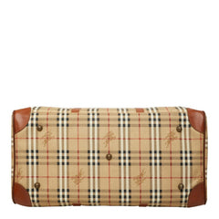 バーバリー ノバチェック シャドーホース ボストンバッグ ショルダーバッグ 2WAY ベージュ ブラウン PVC レザー レディース BURBERRY 【中古】