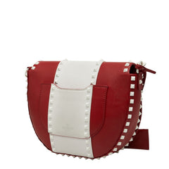 ヴァレンティノ ロックスタッズ 斜め掛け ショルダーバッグ レッド ホワイト レザー レディース VALENTINO 【中古】