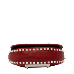 ヴァレンティノ ロックスタッズ 斜め掛け ショルダーバッグ レッド ホワイト レザー レディース VALENTINO 【中古】