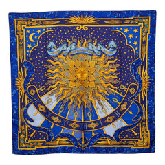 エルメス カレ90 CARPE DIEM 今日一日を楽しむ スカーフ 大判 ブルー系 シルク レディース HERMES 【中古】