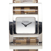 フェンディ ズッカ ズッキーノ FF 腕時計 クオーツ シルバー文字盤 ステンレススチール エナメル レザー レディース FENDI 【中古】