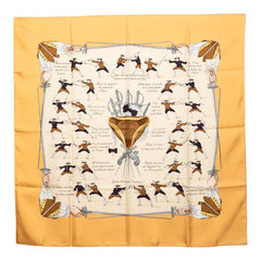 エルメス カレ90 フェンシング TRAITE DES ARMES スカーフ ベージュ シルク レディース HERMES 【中古】