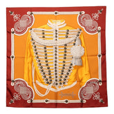 エルメス Bカレ90 RANDEBOURGS ブランデンブルク飾り スカーフ オレンジ シルク レディース HERMES 【中古】