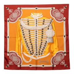 エルメス Bカレ90 RANDEBOURGS ブランデンブルク飾り スカーフ オレンジ シルク レディース HERMES 【中古】