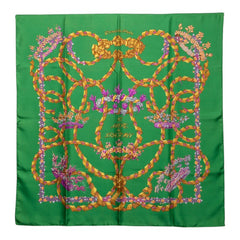 エルメス カレ90 LE SACRE DU PRINTEMPS 春の祭典 スカーフ グリーン シルク レディース HERMES 【中古】