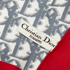 ディオール トロッター スカーフ レッド ネイビー ホワイト シルク レディース Dior 【中古】