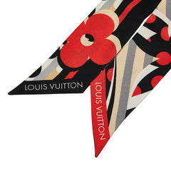 ルイ ヴィトン ポップモノグラム バンドー BB スカーフ M70852 レッド ブラック シルク レディース LOUIS VUITTON 【中古】