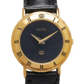 グッチ 腕時計 3000L クオーツ ブラック文字盤 ステンレススチール レザー レディース GUCCI 【中古】