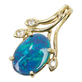 K14YG イエローゴールド ブラックオパール ブラックオパール0.832ct ダイヤ0.03ct ペンダントトップ ネックレス レディース 【中古】
