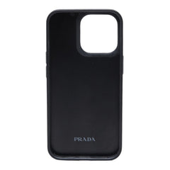 プラダ 三角ロゴプレート サフィアーノ iPhone 13 Pro ケース アイフォン スマホケース ブラック レザー レディース PRADA 【中古】
