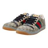 グッチ GGスプリーム スクリーナー スニーカー サイズ8 1/2 674530 ベージュ PVC レザー メンズ GUCCI 【中古】