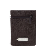 エトロ ペイズリー柄 二つ折り財布 ブラウン ナイロン レザー レディース ETRO 【中古】