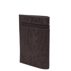 エトロ ペイズリー柄 二つ折り財布 ブラウン ナイロン レザー レディース ETRO 【中古】