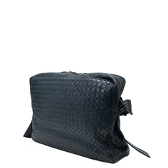 ボッテガヴェネタ イントレチャート 斜めかけ ショルダーバッグ ネイビー レザー メンズ BOTTEGAVENETA 【中古】