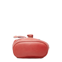 ロエベ 型押し フラップ リュック バックパック 巾着 レッド系 レザー レディース LOEWE 【中古】