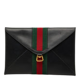 グッチ オールドグッチ ヴィンテージ シェリーライン クラッチバッグ セカンドバッグ ポーチ ブラック レザー レディース GUCCI 【中古】