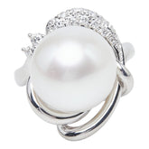 真珠 Pt900 プラチナ 白蝶真珠13.5mm ダイヤ0.20ct リング 指輪 レディース 11.5号 【中古】