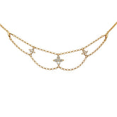 K18YG イエローゴールド ダイヤ0.50ct クローバーモチーフ フラワー ネックレス レディース 【中古】