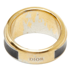 ディオール ロゴ コード リング 指輪 #M ゴールド ブラック メッキ レディース Dior 【中古】
