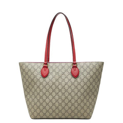 グッチ GGスプリーム トートバッグ 415721 ベージュ レッド ピンク PVC レザー レディース GUCCI 【中古】