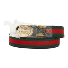 グッチ インターロッキングG シェリーライン ベルト サイズ:95/38 ブラック レザー メンズ GUCCI 【中古】