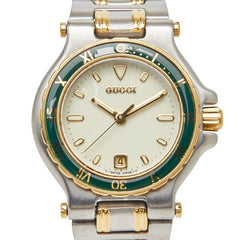 グッチ ヴィンテージ 腕時計 9700L クオーツ ベージュ文字盤 ステンレススチール メッキ レディース GUCCI 【中古】