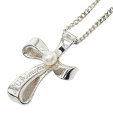 ミキモト クロス 十字架 モチーフ ネックレス スターリングシルバー パール レディース MIKIMOTO 【中古】