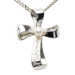 ミキモト クロス 十字架 モチーフ ネックレス スターリングシルバー パール レディース MIKIMOTO 【中古】