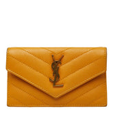 サンローラン モノグラム フラグメント YSLロゴ フラップ カードケース 612808 イエロー系 レザー レディース SAINT LAURENT 【中古】