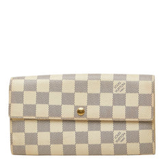 ルイ ヴィトン ダミエ アズール ポルトフォイユ サラ 長財布 N61735 ホワイト PVC レザー レディース LOUIS VUITTON 【中古】