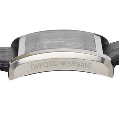 アルマーニ クラシック スクエア スモセコ 腕時計 AR-1640 クオーツ ブラック文字盤 ステンレススチール レザー メンズ ARMANI 【中古】