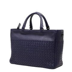 ボッテガヴェネタ イントレチャート ハンドバッグ ショルダーバッグ 2WAY ネイビー レザー レディース BOTTEGAVENETA 【中古】