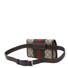 グッチ GGスプリーム シェリーライン ボディバッグ ウエストバッグ 152597 ブラウン ベージュ PVC レザー レディース GUCCI 【中古】