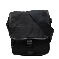 プラダ ロゴ 斜めかけ ショルダーバッグ ブラック ナイロン レディース PRADA 【中古】