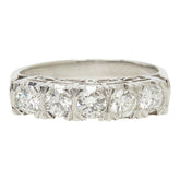 Pt900 プラチナ ダイヤ0.88ct 一文字リング リング 指輪 レディース 14号 【中古】