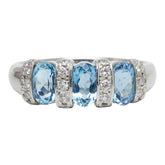 Pt900 プラチナ アクアマリン ダイヤモンド アクアマリン1.30ct ダイヤ0.20ct リング 指輪 レディース 14.5号 【中古】