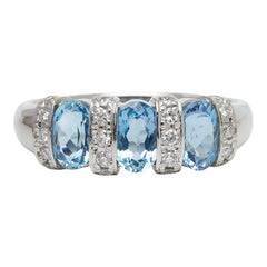 Pt900 プラチナ アクアマリン ダイヤモンド アクアマリン1.30ct ダイヤ0.20ct リング 指輪 レディース 14.5号 【中古】