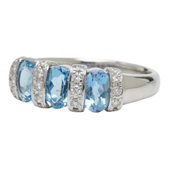 Pt900 プラチナ アクアマリン ダイヤモンド アクアマリン1.30ct ダイヤ0.20ct リング 指輪 レディース 14.5号 【中古】