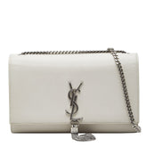 サンローラン YSLロゴ ケイト タッセル チェーン ショルダーバック 354116 ホワイト アイボリー レザー レディース SAINT LAURENT 【中古】