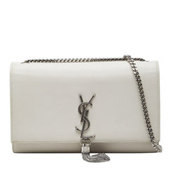 サンローラン YSLロゴ ケイト タッセル チェーン ショルダーバック 354116 ホワイト アイボリー レザー レディース SAINT LAURENT 【中古】