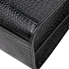 サンローラン ロゴ クロコ型押し ハンドバッグ ショルダーバッグ 2WAY ブラック レザー レディース SAINT LAURENT 【中古】