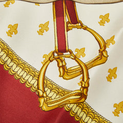エルメス カレ90 カバーへの腰掛け SELLES A HOUSSE スカーフ ワインレッド マルチカラー シルク レディース HERMES 【中古】