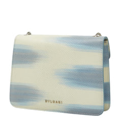 ブルガリ セルペンティ フォーエバー チェーン ショルダーバッグ アイボリー ブルー系 レザー レディース BVLGARI 【中古】
